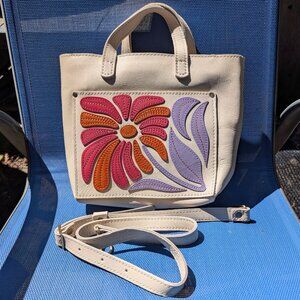 Portland Leather Goods Bone Folklore Mini Crossbody Tote with Zipper PLG